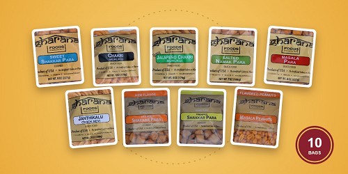 Something for Everyone variety box: one bag of each Gharana snack, 10 bags 