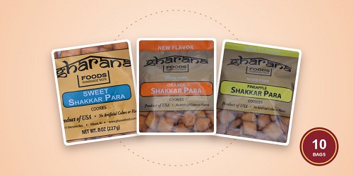 The Sweet Tooth variety box: Sweet, Orange and Pineapple Shakkar Para, 10 bags 